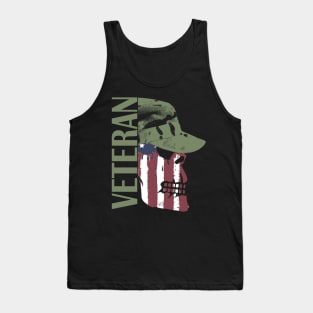 Veteran Painted American Flag Military Skull Tank Top